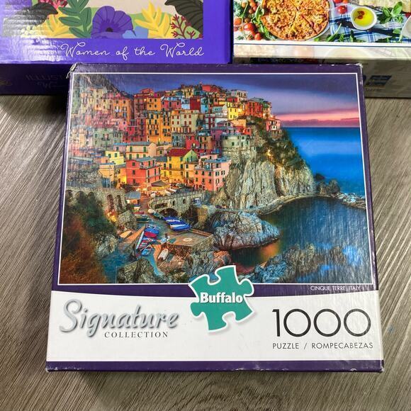 Puzzles Lot of 3 500-1000 Piece Jigsaw Puzzle Cinque Terre Italy Landscape - Picture 4 of 9